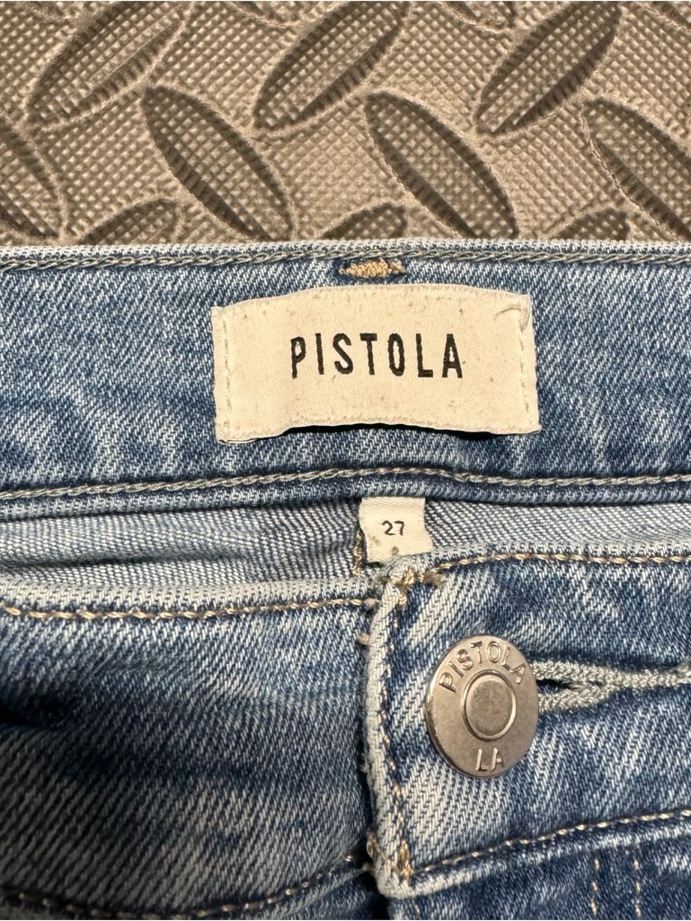 Pistola Light Wash Distressed Straight Leg Jeans Size 27 High Rise - Picture 3 of 12